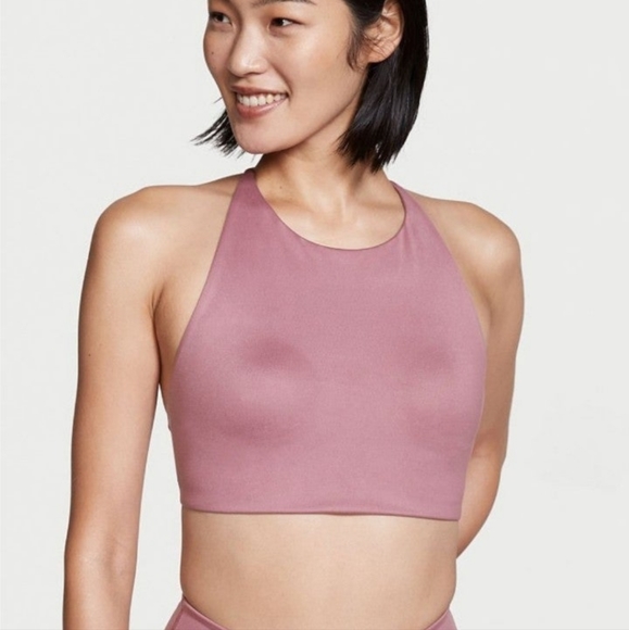 🥀SOLD ON MERCARI🥀 NEW VICTORIA'S SECRET OPEN BACK HIGH NECK PINK SPORTS BRA - Picture 2 of 9